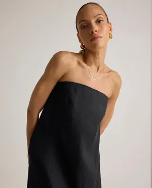 Quince 100% Linen Strapless Maxi Dress - Black thumbnail 6