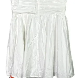 NWT Cider Linen Blend Ruched Ruffle Square Neck Mini Dress Zip Back Large White thumbnail 7