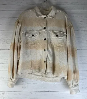 Anthropologie POL Tie Dye Collared Long Sleeve Button Crop  Jacket M distressed thumbnail 1