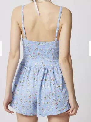 Urban Outfitters Raleigh Blue Floral Romper Size Medium thumbnail 2