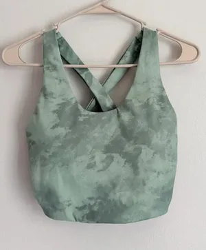 WB211 Green Tie Dye Crossback Athletic Crop Top Small thumbnail 1