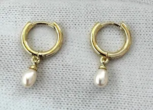 Elegant White Pearl Dangle Drop Earrings for Women thumbnail 1