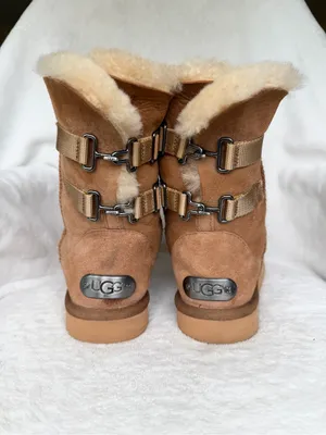 UGG CHESTNUT TAN SUEDE LEATHER & SHEEPSKIN S/N 1010258 Klea Mid-calf BOOTS Sz 9 thumbnail 5