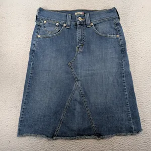 Levis Womens Medium Wash Denim Mini Skirt Raw Hem Blue Size 10‎ MIS thumbnail 2