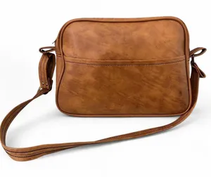 Scovill Brown Leather Duffle Carry on Suitcase Camera Messenger Crossbody Bag Travel Laptop Computer Books Work Office Preppy Minimalist Vintage Brass Hardware Men Unisex thumbnail 1