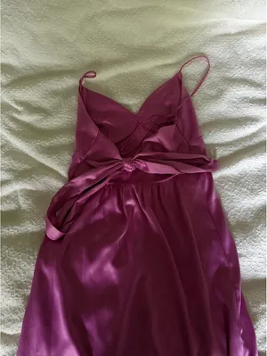 Pink Rose Pink satin slip dress with tie back thumbnail 3
