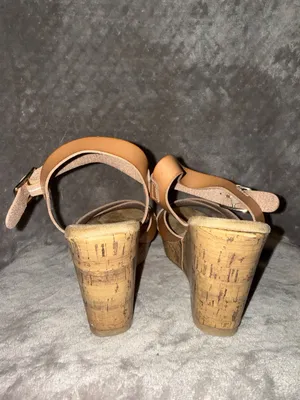 Maurices Elsa Tan Faux Leather Cork Wedge Sandals Size 8.5M thumbnail 3