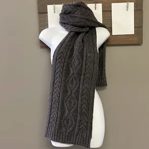Source Unknown Dark Gray Cable knit Winter Acrylic Scarf- Unisex thumbnail 4