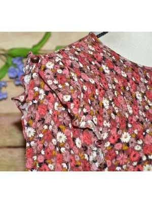 KNOX ROSE Women’s Peasant Blouse Top Size XXL Pink Floral Smocked Shabby Chic thumbnail 4