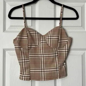Timing Plaid Bustier Cropped Cami Top - Size M thumbnail 1