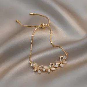 18K Gold Plated Adjustable Crystal Butterfly Charm Bracelet for Women thumbnail 4