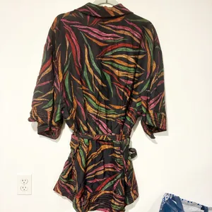 Farm Rio Shinny Zebra Mini Belted Wrap Dress Multi Color Size‎ Large thumbnail 10