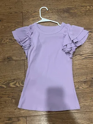 Purple ruffle sleeve top thumbnail 1