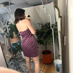 Topshop Strapless Mini Sheath Dress Metallic Purple Size 12 thumbnail 3