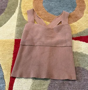 Abercrombie & Fitch Tan Criss Cross Sweater Knit Crop Tank Top Size Large thumbnail 1