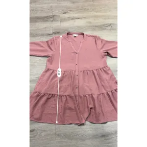 Nine West XL Dusty Rose Tiered Babydoll Tunic Dress Boho Flowy Long Sleeve thumbnail 10