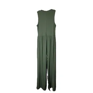 Cider‎ Solid Green Sleeveless Wide Leg Jumpsuit thumbnail 6