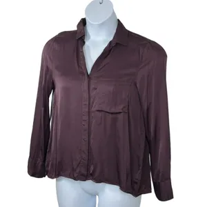 Young Fabulous & Broke Susan Blouse Small Plum Raisin Hidden Button Front NWOT thumbnail 10