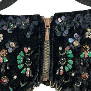 NWT Urban Outfitters Ecote Jasmina Velvet Embellished Shift Dress Black Size Med thumbnail 14