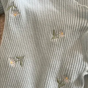 PacSun Green Ribbed Crop Blouse with Tie Front thumbnail 3