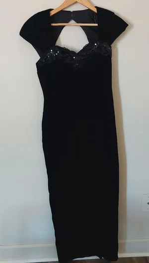 Vintage Y2k Elegant Black Evening Dress Prom Size 4 thumbnail 1