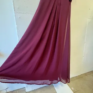 LEVKOFF Burgundy‎ Chiffon Halter Pleated Bodice Maxi Formal Dress Size 8 Prom thumbnail 5