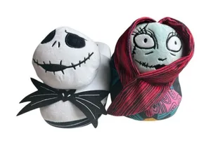 Disney Adult Nightmare Before Christmas Plush Jack & Sally House Slippers - Sz 11/12 thumbnail 1
