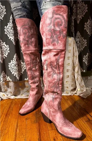 Coastal cowgirl pink knee boots thumbnail 1