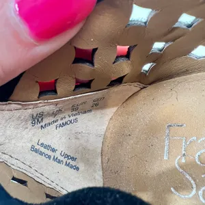Franco Sarto black leather laser cut upper slip on almond toe flats boho size 9 thumbnail 7