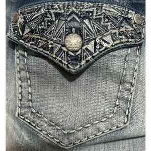Paisley Sky Women's Distressed Wash Bootcut‎ Jeans Decorative Pockets Size 12 thumbnail 3