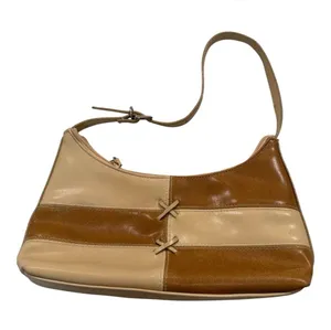 Vintage Y2K Tan Leather Mini Shoulder Bag Purse Handbag Coquette Girly thumbnail 1