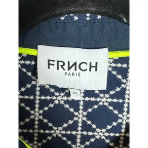 FRNCH PARIS Navy White Geometric Print Short Sleeve Button Up Shirt‎ XS thumbnail 4