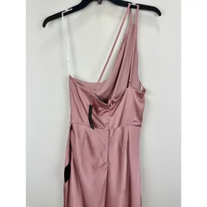 Lulus Signature Elegance Rose Satin One Shoulder Maxi Dress Formal Large NWT thumbnail 10