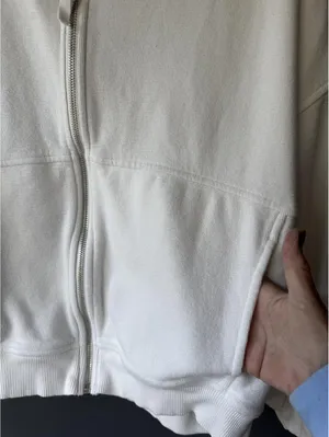 Aerie Cream Zip-Up Sweatshirt Medium thumbnail 4