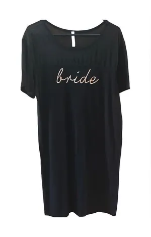 Love Peace Lounge Black Bride Dress with Rose Gold “Bride”, Size L thumbnail 1