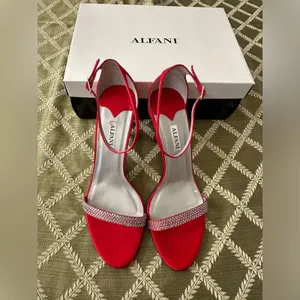 Alfani Ashton Red High-Heels with Rhinestones Ankle Strap 10M Shoes 3 1/2” Heel thumbnail 15