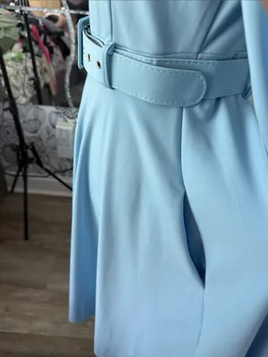 ChicMe Light Blue Belted Midi Dress with Front Zip Detail thumbnail 6