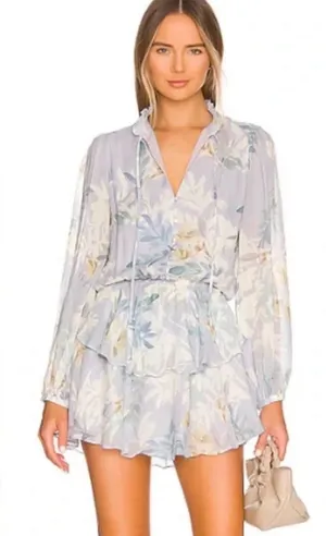 Yumi Kim Love Always Blue Floral Ruffle Mini Dress XS Revolve thumbnail 1