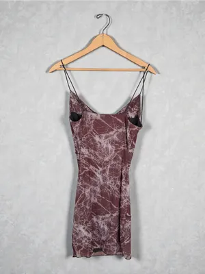 Forever 21 Marble Print‎ Mesh Cowl Neck Mini Dress Size M thumbnail 3
