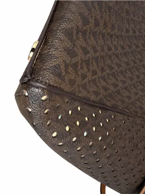 Michael Kors Tote East West Signature Jacquard Voyager Dark Brown Bag Purse thumbnail 6