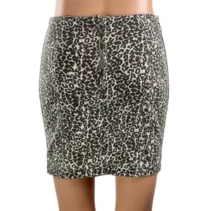 Free People Women's Beige Leopard Animal Print High Waist Mini Pencil Skirt Sz 2 thumbnail 3