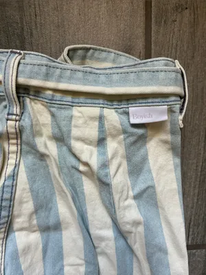 Boyish Light Blue & White High-Waist Wide-Leg Striped Jeans thumbnail 5