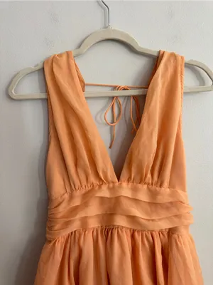 Abercrombie & Fitch Orange Sleeveless V-Neck Plunge Mini Dress SIZE S thumbnail 7