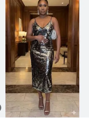 Zara sequin midi dress with snake print thumbnail 3