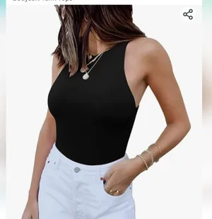Sexy Slevless Racer Back Halter Neck Bodysuit tank top Size large new with ta thumbnail 1