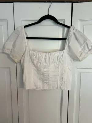 Princess Polly White Puffy Sleeve Top thumbnail 2