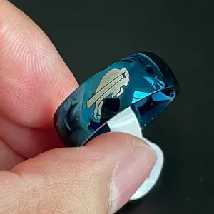 Blue stainless steel buffalo bills ring size 10 thumbnail 2