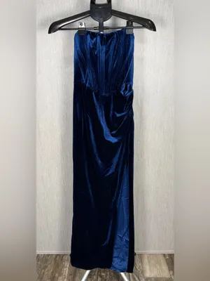 Bardot Navy Velvet Strapless Column Dress Size XS thumbnail 16