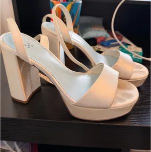 Vince camuto cream satin heels thumbnail 6