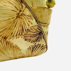 Brahmin Tan Tahiti Palm leaf and Crocodile embossed Shoulder Bag Rare Htf thumbnail 11